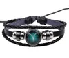 Mjartoria 12 sterrenbeeld Zodiac tekens Armband Mens Armbanden Kralen Handgemaakte Charm Lederen Armband Punk Rock Mannen Sieraden