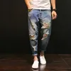 Jeans estivi con grandi fori per uomo Pantaloni a nove punti Jeans larghi da uomo Pantaloni casual Pantaloni per uomo 2018 Streetwear