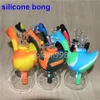 Tubos De Água De Silicone portátil para Fumar Erva Seca Inquebrável Água Percolator Bong Óleo De Fumar com bacia de vidro borbulhador de silicone bong cisne