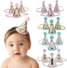 Baby Girls Bandas da cabeça Cone Shape Crown Hairband Kids Glitter Birthday Festies Supplies Princesa Tiara Hat Boutique Hair Acessórios Y572