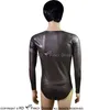 Transparante zwarte sexy latex badpak kostuums hoge gesneden been met rits aan de voorkant ronde kraag rubber body pak bodysuit catsuit 0141