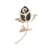 Amazing Big Glass Stone Guldpläterad Alloy Stunning Kristaller Rose Brosch Elegant Kvinnor Smycken Broach Pins