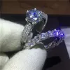Choucong Lovers bague ensemble diamant rond cristal or blanc rempli de fiançailles alliance bagues pour femmes mère bijoux