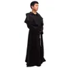 Novo unissex medieval robe vintage com capuz frade halloween fantasia cosplay sacerdote monge manto vestido traje preto marrom borgonha260j