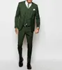 Ny Ankomst Olive Green Groom Tuxedos Peak Lapel Center Vent Människor Bröllopsdräkt Män Business Dinner Prom Blazer (Jacka + Byxor + Tie + Vest) 386