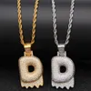 AZ – collier avec pendentif en forme de lettre et de nom personnalisé, avec chaîne en corde, or, argent, zircone cubique, bijoux Hip Hop, goutte 9896368