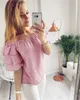 Topkwaliteit Dames Fashion Blouse T-shirt Dames Hot Style Off Shoulder Petals Sleeve Fashion T-shirt Blouse S-XL 4 kleuren