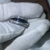 Unikalny Moda Męski Pierścień 5A Cyrkon Kamień Birthstone CZ Party Engagement Wedding Band Ring Dla Mężczyzn Biała Złota Wypełniona Biżuteria