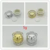 Pot de crème acrylique or/argent 5g, bouteilles rechargeables de masque de Lotion, emballage cosmétique pot cosmétique poudre d'ongle F553