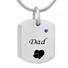 Eternity Memory Square Colar Dad Birthstone Nome Pingente Cremação Urna Colar Personalizado Jóias