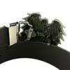 Heren Big Buckle Belt Black Pu Leather Belt Men With Rock Queen Band Buckle Metal Worldwide8037200