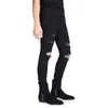 2018 High Street Fashion Jeans da uomo Colore nero Jeans hip-hop distrutti Uomini Pantaloni punk rotti Patch Skinny strappati per uomo