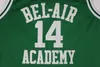 Mens den färska prinsen av Bel-Air # 14 Will Smith Academy Basketball Jerseys 25 Carlton Banks Stitched Shirts Yellow Black White Green Jersey S-XXL