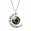 Moon Necklace Galaxy Planet Glass Cabochon Picture Silver Half Statement Chain Choker Necklace for Women Necklaces & Pendants