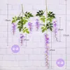 2019 Wisteria Wedding Ideas Elegant Artifical Silk Flower Wisteria Vine Bröllop Dekorationer 3 Forks Per Piece White Green Purple