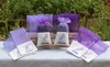 50 Stück anmutige Spitzen-Lavendelsäckchen, Süßigkeitenbeutel für Hochzeit, Garderobensäckchen, Netzbeutel, lila Baumwollbeutel mit Band für Duschtasche