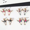 summer jewelry dangle earrings bull with horns head enamel animal earrings women's for party gift drop shipping wholesale and retail