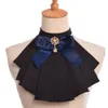 Vintage vrouwen jabot nek met bowknot pins punk Victoriaanse chiffon ruche kraag hoge kwaliteit snelle verzending