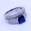 Luxury Wedding Bridal sets rings for women men 3ct 5A Zircon Cz 925 Silver Filled Lovers Engagement Ring Fashion accessories