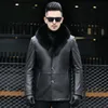 Mature Men Suit Collar Fur Scarf 90cm Winter Thicker Real Fur Collar Detachable Leather Clothing Solid Scarf Women