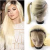 150% densitet Ombre Pre Plucked Lace Front Paryker med Baby Hair 12-22 tum Brasiliansk Rak 1B / 613 Honey Blonde Human Hair Wigs