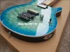 Custom Shop Edward Van Halen Gang Blue Green Quilted Maple Top Guitare électrique Manche en érable Floyd Rose Tremolo Cordier