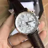 Kaliteli Marka Saatleri 40 mm 1853 T17 1 586 52 Paslanmaz Çelik Beyaz Dial Kuvars Kronograf Deri Bantları Mükemmel Erkekler Wat2815