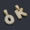 Hip Hop Iced Out Costom Bubble Letters Pendant Necklace Micro Pave Zircon with Rope Chian DIY Jewelry290U