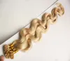 Blonde brazilian body wave virgin hair U Tip Hair Extensions 100 strands 100g Remy Pre Bonded Keratin Capsules Hair