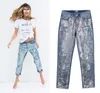 Moda per ragazze Jeans strappati con paillettes Donna Designer Bling Bling Jeans strappati strappati Vita media dritta Azzurro XS-2XL SZ