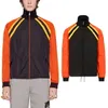 Colorblock Windbreaker Jacket Nylon Lightweight Black/Orange Slim Fit Sun Protective Wear Printed Letters On Back