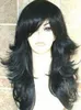 Kanekalon synthetic fibre long black wavy Valgus hairstyle women's hair wig