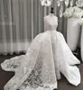 Dubai glamoureuze zeemeermin trouwjurken met overskirt sexy strapless full lace bal gown bruidsjurk Saoedi-Arabië prinses bruidsjurken