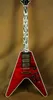 Rare lance-flammes Flying V Ultima Fire Tiger Cherry Flame Maple Top Guitare électrique White Pearloid Abalone Flame Inlay 3 Humbuc9058365