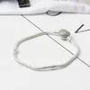 1pcs DropShipping Crystal Bracelets with Zircon Silver Bangle fits pandora Snake Chain Women Girl Gifts BR007