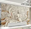 Custom 3D Wall Paper Goddess Of Mercy Gold Embossed Wallpaper Sofa Living Room TV Backdrop Wall Sticker