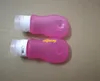 100st / parti 89ml Travel Refillerbara flaskor Rosa Silikon Hudvård Lotion Shampoo Gel Squeeze Bottle Tube Containers med Sucker