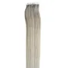 Tape In Human Hair Extensions 100g silver gray hair extensions Invisible Skin Weft PU Tape On Hair Extensions