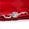 choucong Kissenschliff 8 mm Stein Diamant 10KT Weißgold gefüllt 3-in-1 Verlobungs-Ehering-Set Größe 5-11 Geschenk250Q