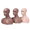 Busto de cabeza de maniquí realista de fibra de vidrio para mujer, busto para pelucas de encaje, exhibición de maquillaje, doble hombro, modelo Head4501088