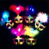 Máscara Do Partido Da Pena do DIODO EMISSOR de Luz Handmade Venetian Masquerade Máscaras de Festa de Dança Novidade Encantando Máscaras de Natal Máscara de Pena de Halloween