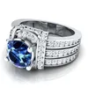 Vintage Women's Smycken 925 Sterling Silver Ring Blå Sapphire Diamond Antik Förslag Presentringar Bröllop Bröllop Band Ringar Storlek 6-10