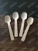 10094 #, 4 "inches 10cm Mini Träsked Engång Tesked Kaffe Scoops Icecream Bestick Pature Eco-Friendly Cake Fork