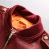 Avirex flight jacket men plant tranned goatskin badge pilot leather bomber jacket red genuine leather coat men XXXL