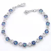 Luckyshine 6 Pcs Colorful Round Topaz Gems Silver Hollow Bracelet Bracelets Fashion For Women Zircon Bracelet 8" Free shipping