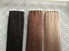 Silk rak 4cm bredd 16 '' - 24 '' 2.5g / pc 40pcs / 100g # 2 mörkbrun remy hår hud väftband i mänskliga hårförlängningar