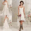 2019 Nuovi abiti da sposa sexy in due pezzi Spaghetti in pizzo A Line Abiti da sposa con gonna corta staccabile Hi-Lo Country Bohemian Wed280N