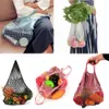 12 kleuren Mode Winkelen Mesh Bag Handige Herbruikbare Fruit String Boodschap Shopper Katoen Tote Groenten Opslag Outdoor Handtas AAA568