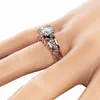 엠보싱 플라워 다이아몬드 반지 대비 색상 약혼 결혼 반지 여성 반지 패션 보석 의지와 모래 선물