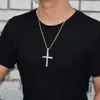 Vendite calde gioielli hip-hop lunga croce da uomo pendente ciondolo fascino Bling ghiaccio fuori zircone cubico con catena per regalo